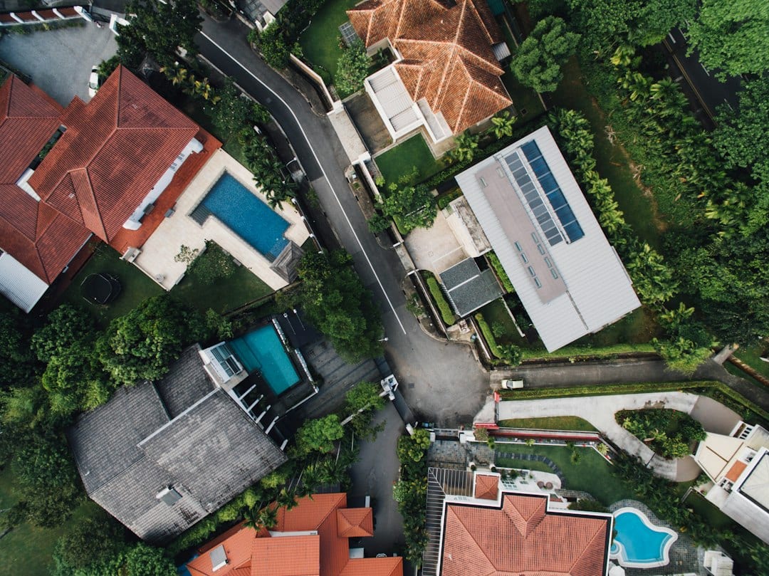 Aerial view of Telok Kurau landed homes and streets