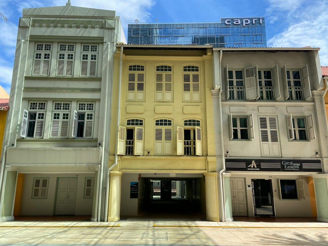 Group of Telok Kurau landed terrace houses along the street